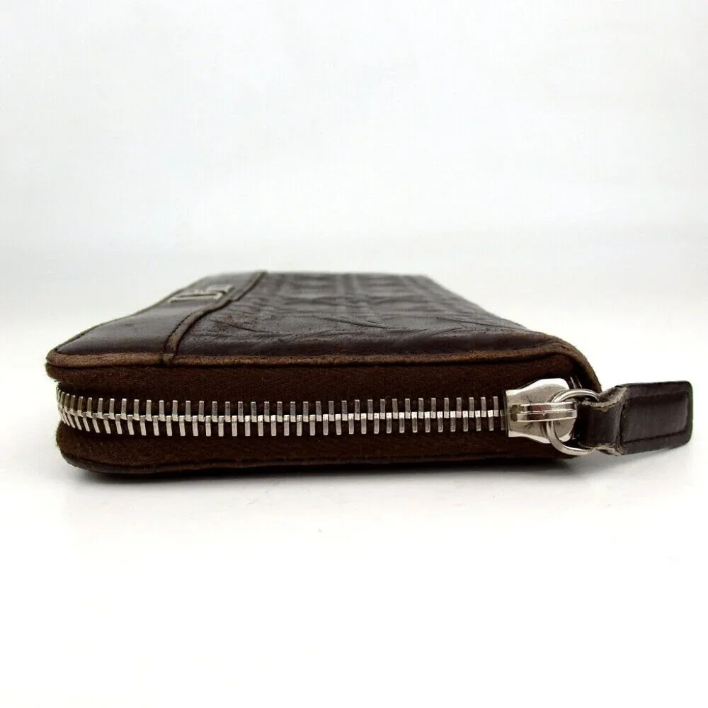 Authentic Christian Dior Cannage-embossed zip-around purse leather [Used]